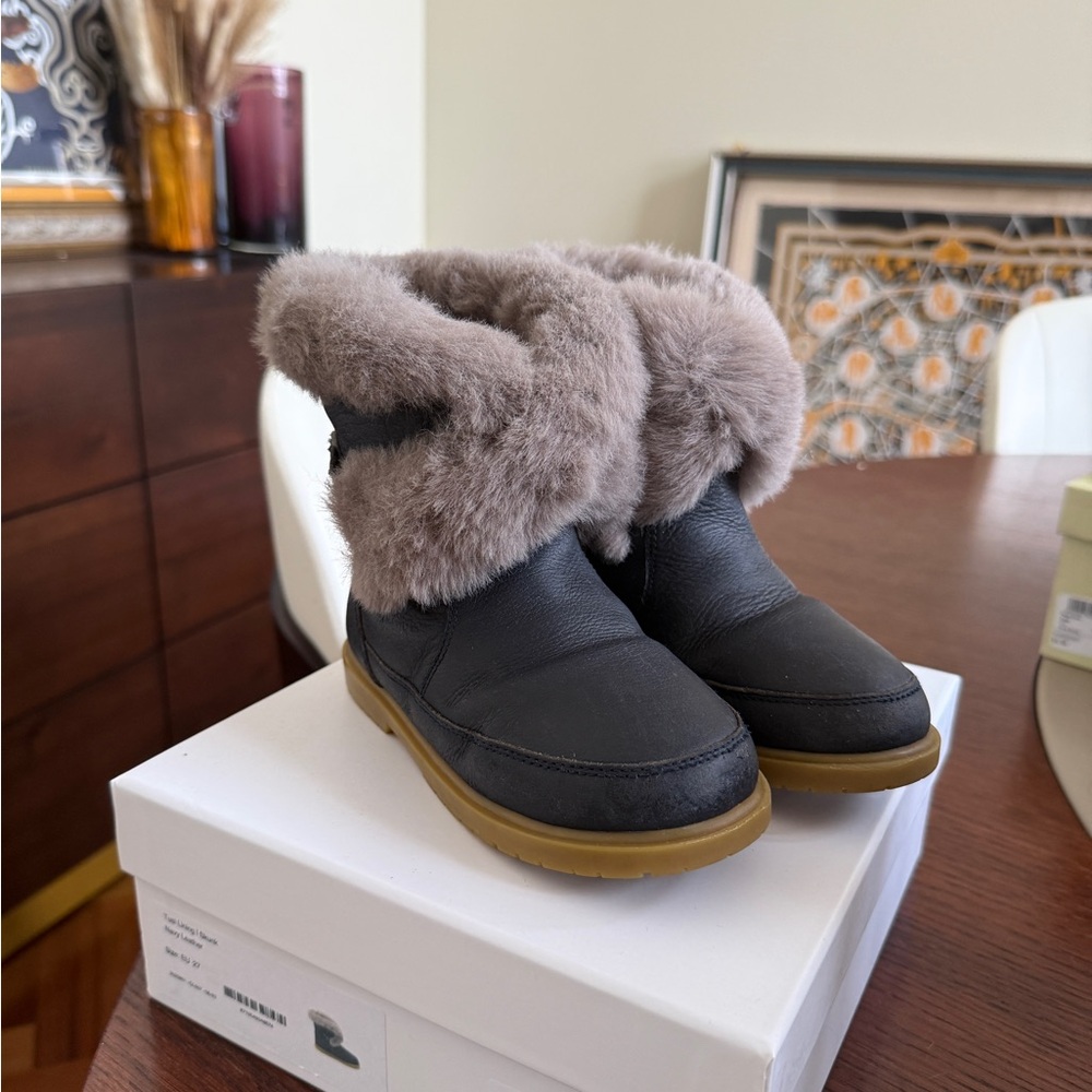 Black and Grey Kids’ Fur-Lined Boots